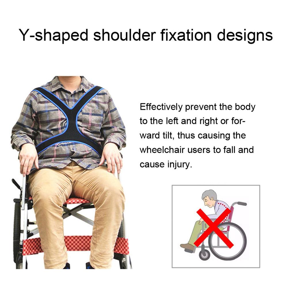 Wheelchair Belt Anti Slip Elastic Breathable Wheelchair Fixing Belt Harness Strap(Black )