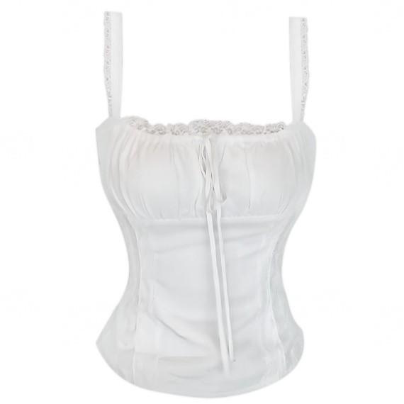 Pure Lace Sling Vest Women's Summer Lace-up Waist Slim Short Spice Girl Top