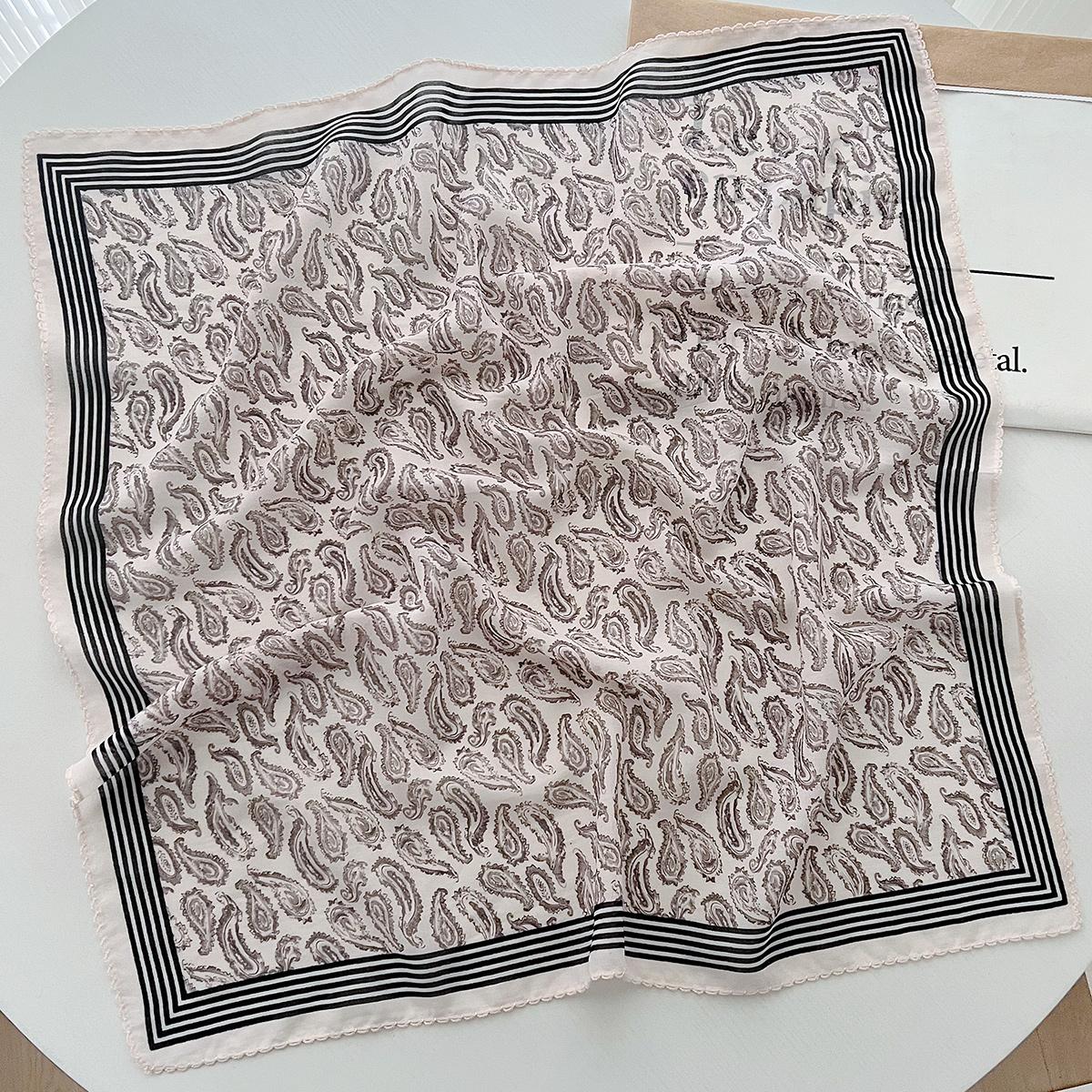 

Кашемировый полосатый хлопково-льняной платок на голову Летний аксессуар под рубашку Универсальный платок в зарубежном стиле Декоративный платок для завязывания волос Квадратное полотенце 60cm