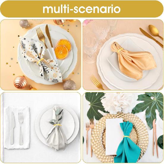 Round Modern Gold Napkin Rings Set of 12, Perfect for Cloth Napk, Weddings, Parties, Ramadan & Easter, Table Decor