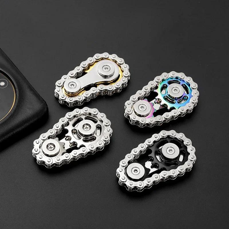 Sprockets Flywheel Fingertip Gyro Fidget Spinner Antistress Anxiety Metal Bike Chains Spinner Fidget Toys for Adult Kids