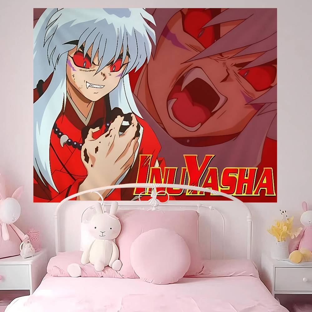 Japanese Anime Inuyasha Anime Tapestry Hanging Tarot Hippie Wall Rugs Dorm Wall Hanging Sheets