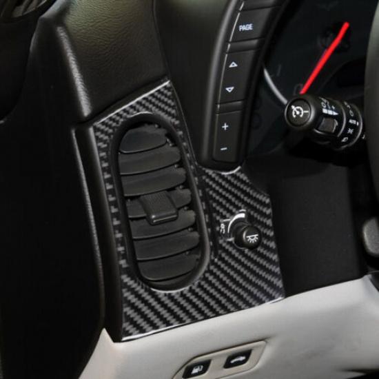 2pcs Bright Carbon Fiber Car Front AC Vent Outlet Cover For Corvette C6 2005-13