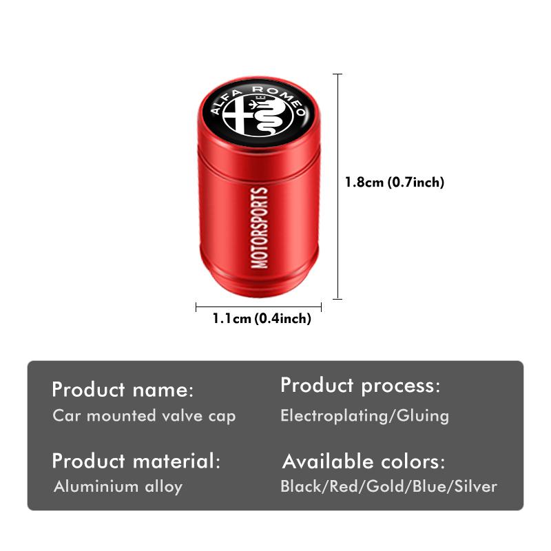 Pro Alfa Romeo 4KS Krytky ventilků pneumatik pro auto Hliníkový kryt stonku pneumatiky kola Pro Alfa Romeo Giulia 147 Mito 156 159 166 GT Stelvio