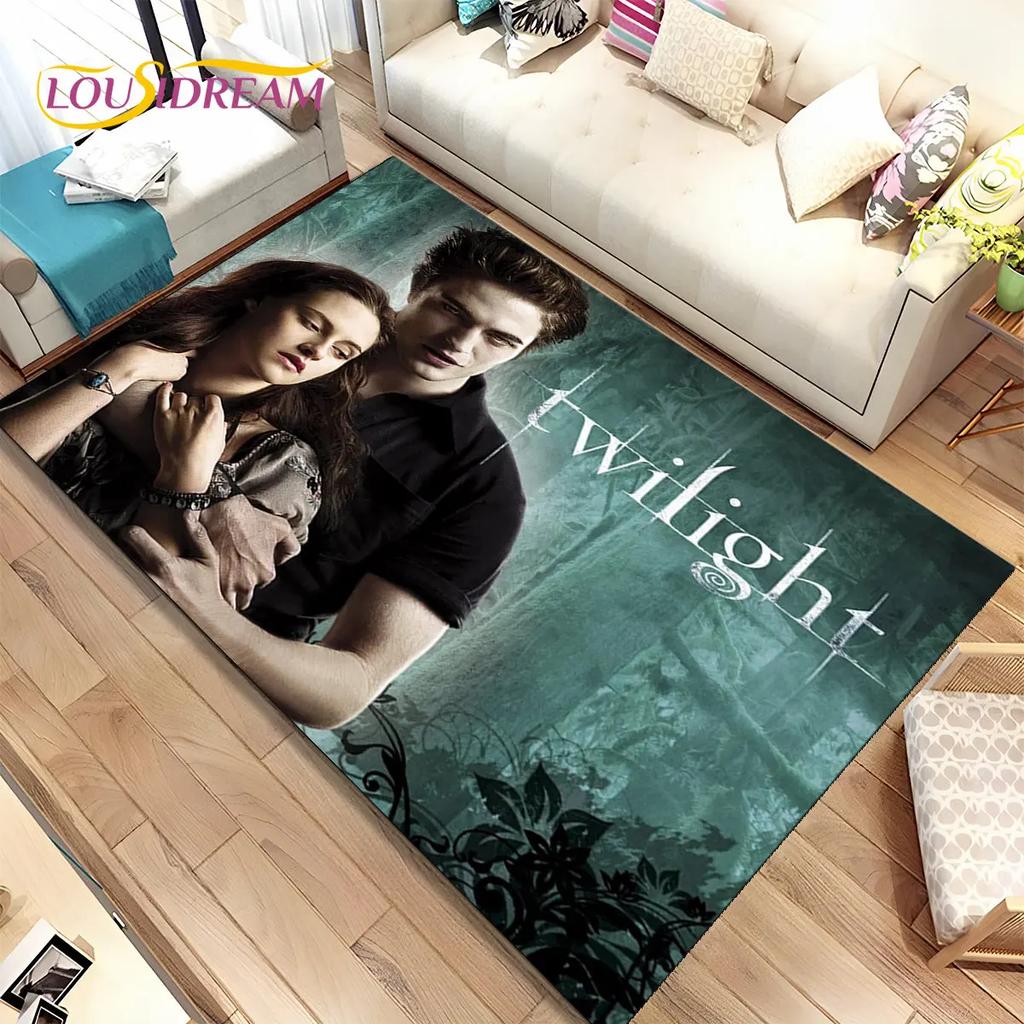 Tapete de Área Impresso em HD Saga Crepúsculo Grande, Tapete para Sala de Estar Quarto Sofá Capacho Decoração, Tapete de Chão Antiderrapante para Crianças