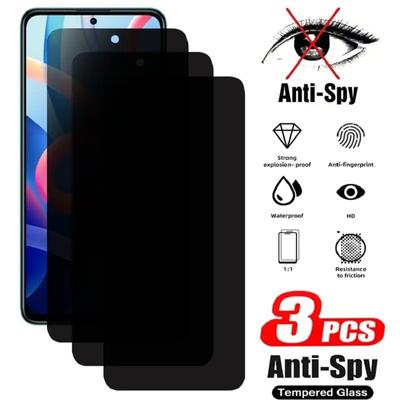 3PCS Privacy Screen Protector For Xiaomi Redmi Note 11 12 Pro 10 Lite 9 8 7 11S 10S 9S 12S 8T 10A 10C 9A 9C 9T AntiSpy Tempered Glass