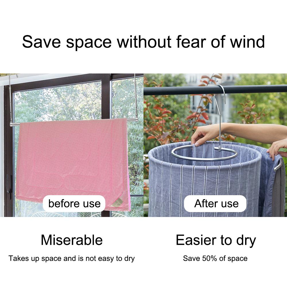 Stainless Steel Round Spiral Quilt Sheets Hanger Blanket Hanger Save Space Rotating Drying Rack Outdoor Home Balcony Hanger