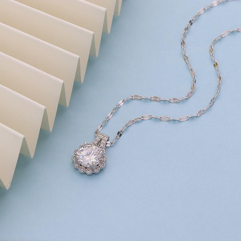 

Подвеска из муассанита в виде снежинки в 1 карат, легкое роскошное роскошное ожерелье из стерлингового серебра S999 в корейском стиле, женская цепочка на ключицы 925 silver