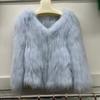 Real Fox Fur Woven Fashion Coat for Women Short Style Long Front and Short Back V-neck Fur Double-sided Young Top