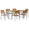 Garden Dining Set 7 Pcs Gray Solid Acacia Wood
