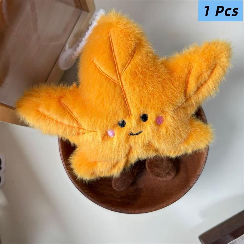 1/2 Adet Eğlenceli Sevimli Küçük Akçaağaç Yaprağı Peluş Bebek Oyuncakları Anahtarlık Çift Sırt Çantası Kolye Sahte Yaprak Bebek Dekorasyon Hediyeleri Kızıl Anahtarlık