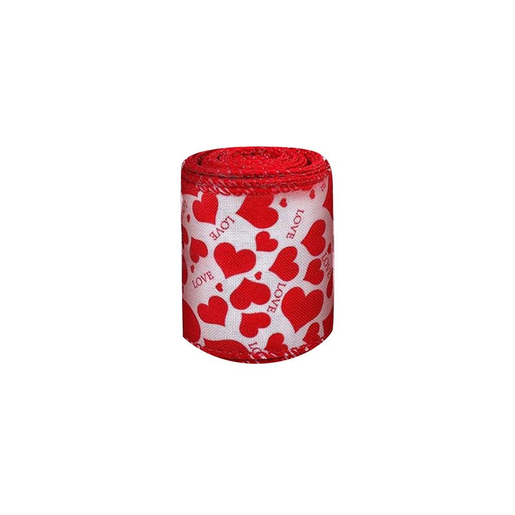 Valentine's Day Ribbon Pattern Heart Shaped Wired Ribbon Decoration Wired Edge Ribbon DIY Crafts Packaging Wedding