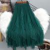 Chamliforve Damen Tüll Netzrock Elegant Elastischer Bund Feenhaft Lang A-Linie Tutu Rock für Frühling Sommer Hoher Bund Langer Rock