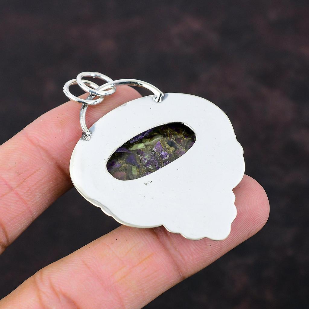 Copper Purpurite Pendant Handmade Stylish Jewelry 925 Sterling Silver Pendant Decent Gemstone Flower Pendant Gift For Girl Statement Jewelry