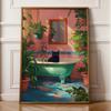 Vintage Black Cat Bathroom Wall Art, Toilet Fun Wall Art, Funny animal Bathroom Art, Quirky Bathroom Wall Decor, Bathroom Print