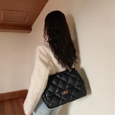Premium Small Perfume Style Diamond Lattice Chain Armpit Bag Female Large Capacity Korean Version Of The Single Shoulder Crossbody Bag