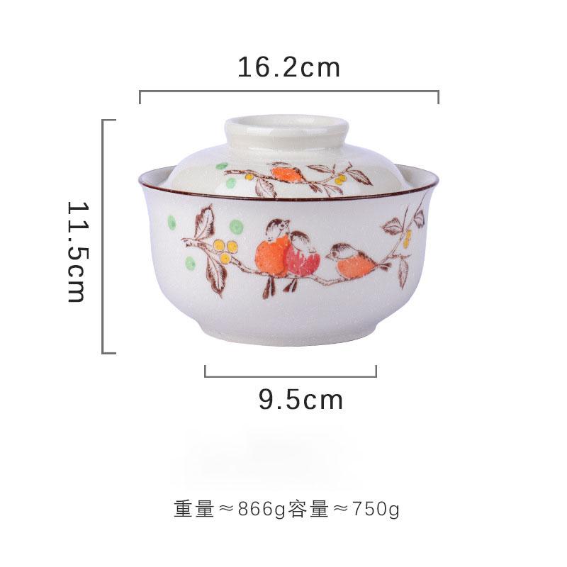 YWDL Japanische Instant-Ramen-Schüssel mit Deckel Retro Keramik Große Kapazität Nudel Salat Suppenschüsseln Haushalt Küchengeschirr