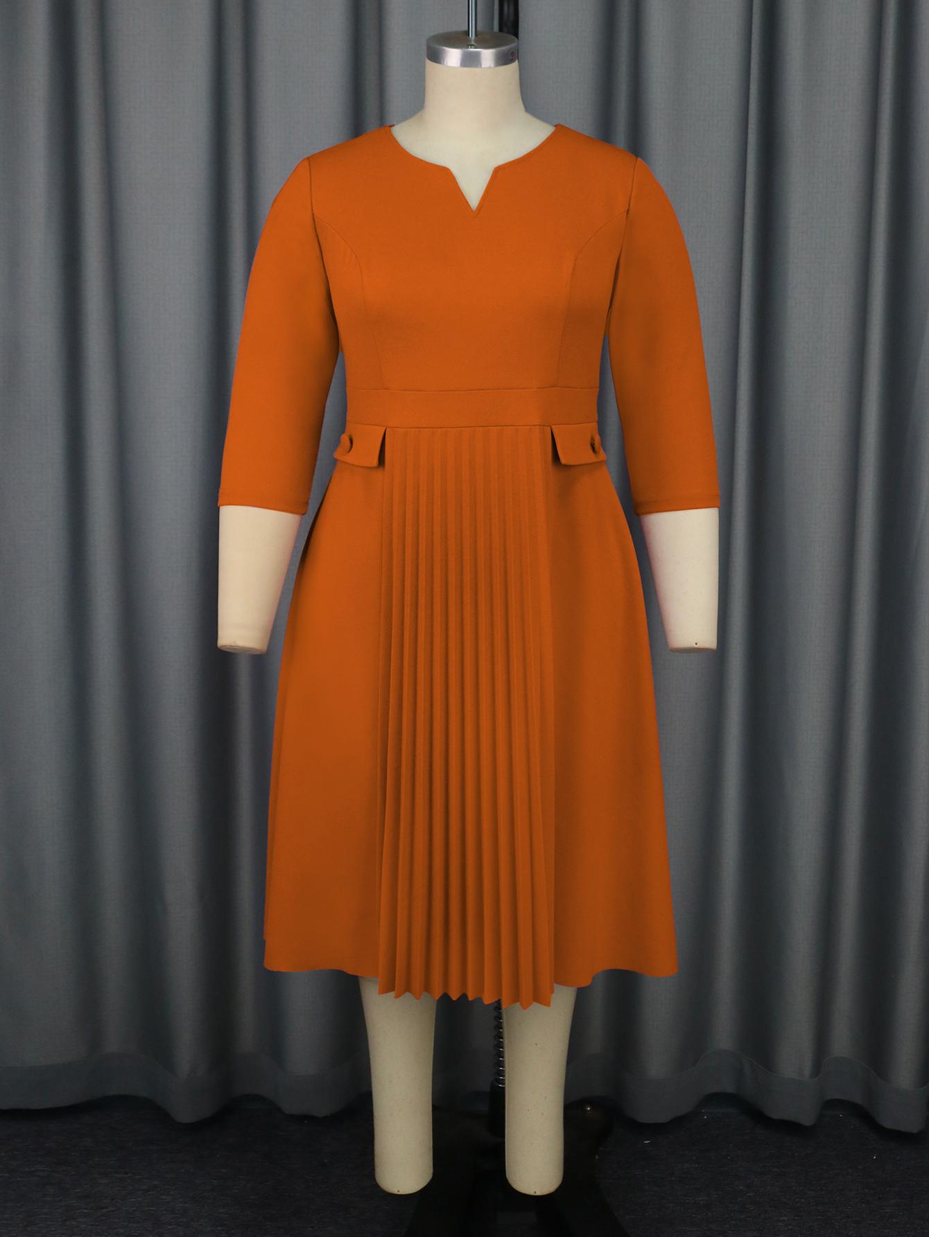 

AOMEI Фиолетовый Половина Рукава Плиссированные Платья Для Женщин Высокая Талия Офис Работа Повседневный Миди А Силуэта Платье Плюс Размер 4XL