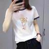 Women's High-End Color Block Print Slimming Short Sleeve T-Shirt, Versatile Age-Reducing Top for Middle-Aged and Elderly