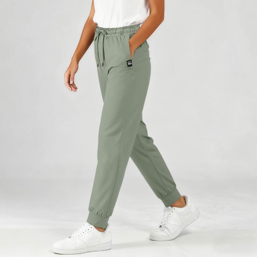 Women's Casual Pants High-waisted Belted Jogging Pants With Pockets