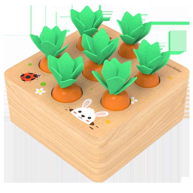 Wooden Early Education Bunny Day And Night Color Toy Car Children'S Educational Creative Splicing Building Block Baby
