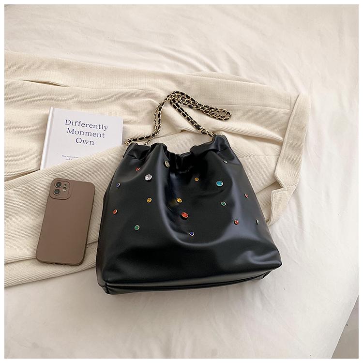 Fashion Women's PU Leather One Shoulder Bag  New Diamond Design Handbag Large Capacity Lazy Style Student Commuting Tote Bag