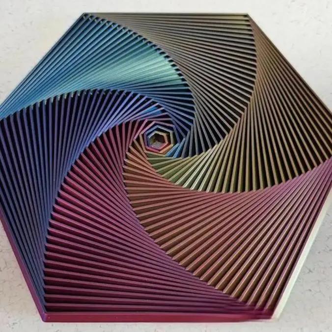 3D-Printed Fractal Fidget Hexagon 3D Printed Hexagonal Stress Relief Toys Hexagonal Fractal Ring Spiral Change Toys