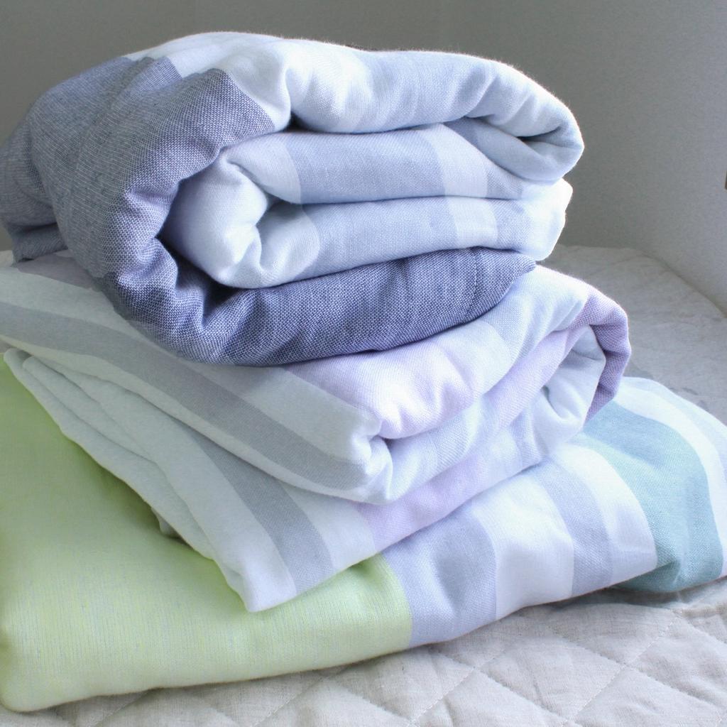 Imabari Towel Certified Gauze Towel Blanket, hiorie, Single, Natural, Made in Japan, Border Pattern, Imabari Brand, 100% Cotton, Bedding