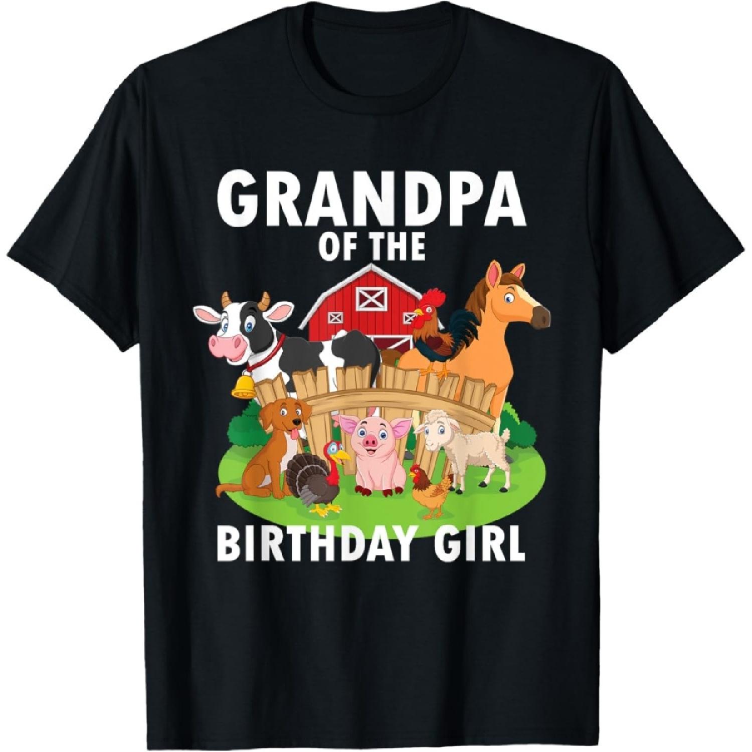 Grandpa Of The Birthday Girl Farm Animal Matching Farm Theme T-Shirt S