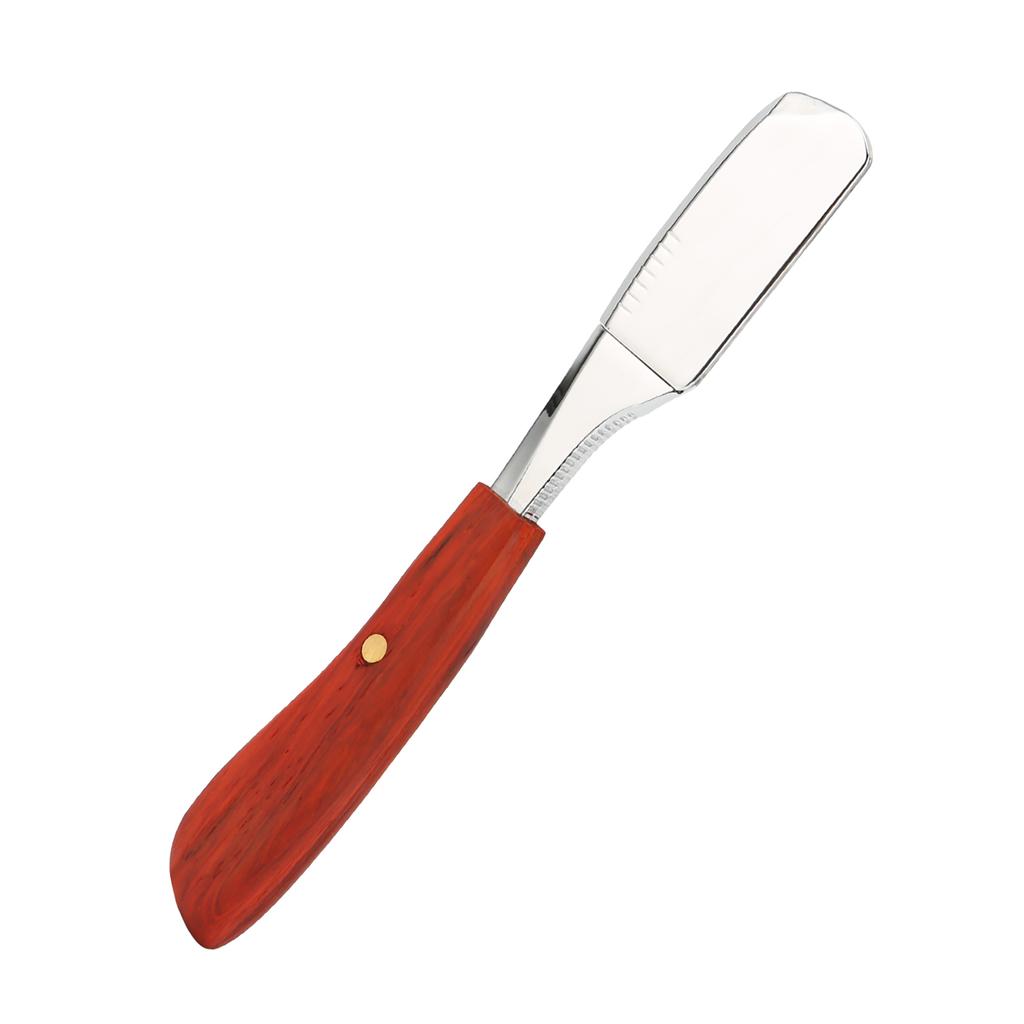 Men Straight Edge Shaving Blade Holder Wooden Handle Vintage Manual Blade Holder for Hair SalonBright Silver