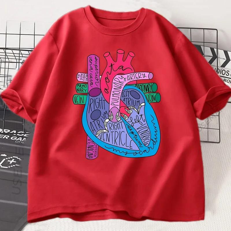 

Футболка Анатомия Сердца Мужская Женская Футболка Врача Кардиолога Футболки для Медсестер Повседневная Футболка с Коротким Рукавом и Круглым Вырезом Одежда 4XL