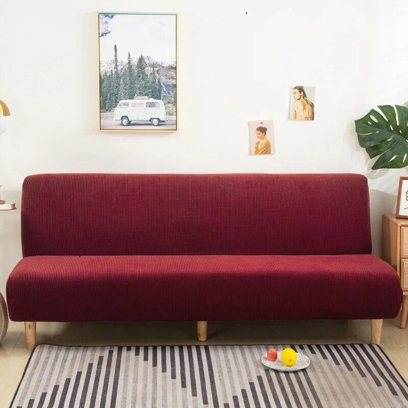 Polar Fleece Armless Sofa Bed Cover Elastic Without Armrest Sofa Bed Covers Anti-Slip Sofa Slipcover For Living Room Home Hotel