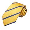Hi-Tie Men's Tie Yellow Blue Stripe Necktie Hankerchief Cufflinks Wedding Tie Prom Party