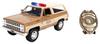 Kyosho Jada Toys Hollywood Rides Series 1/24 Scale 1980 Chevy Blazer (with Hopper from Stranger Things) with Police Badge, Finished Model, JADA31111