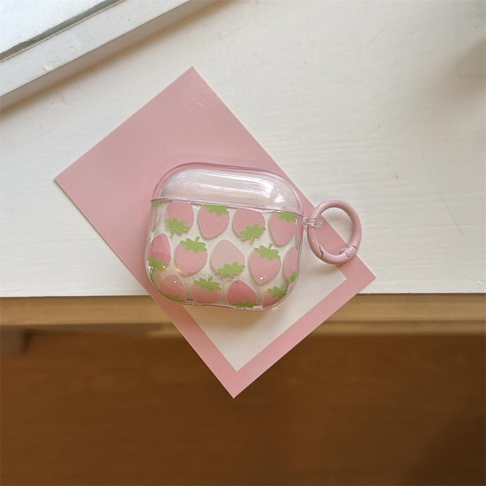 Semi-transparent tiled strawberry earphone cover for Apple AirPods 1 /1/1 generation fun protective cover PRO1/PRO1
