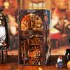 Bookshelf Set DIY Book Nook Kit Wooden Doll House 3D Puzzle Model Building Bookshelf Bookend Toy Home Decoration With Light Gift