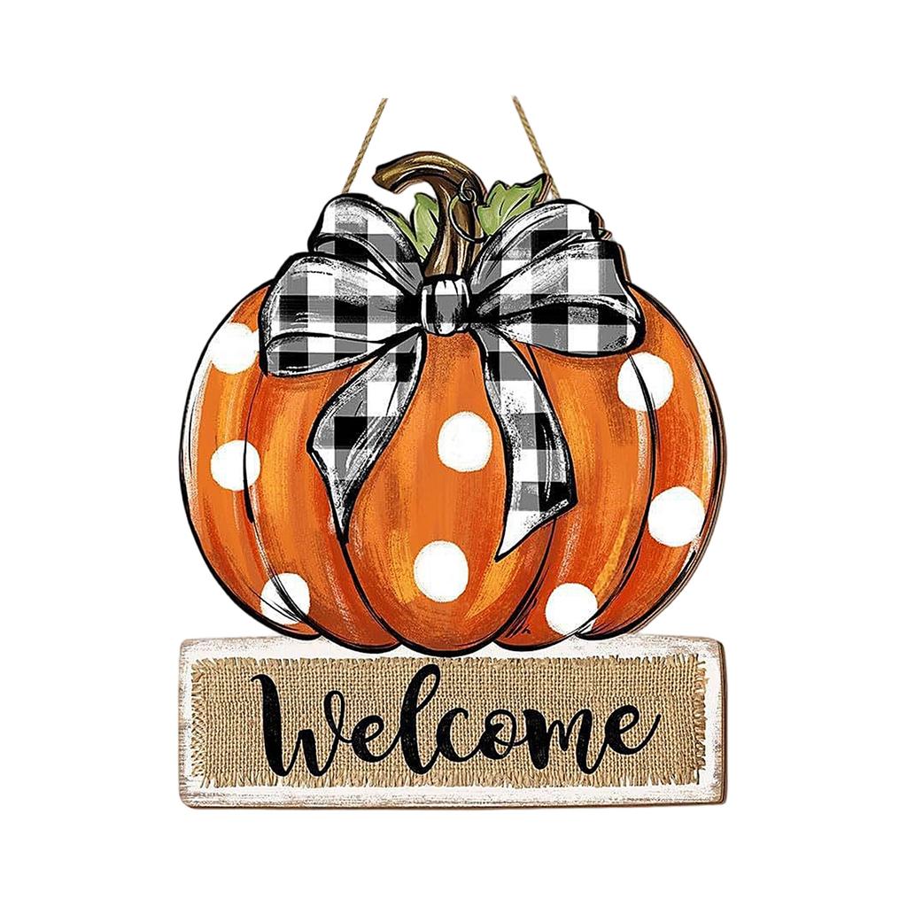 Thanksgiving Hanging Sign with Three-Color Pumpkin Design, Wooden Fall Decor for Home Kitchen