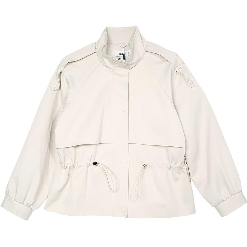 Betu Women s Stand Collar Drawstring Trench Coat L