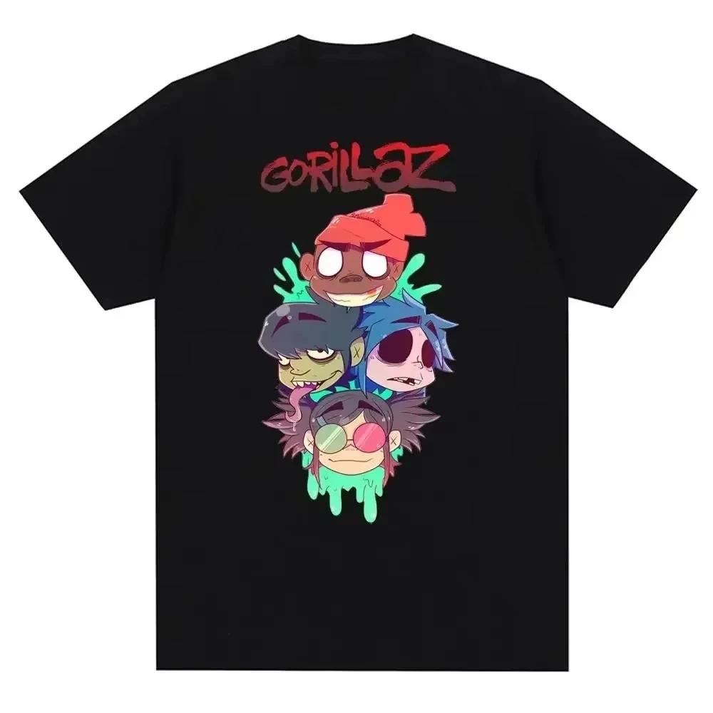Gorillaz Hip Hop Pop Punk Rock Band Printed Cotton Mens TShirt 90s Casual Fashion Short Sleeve TShirt Unisex Tshirts