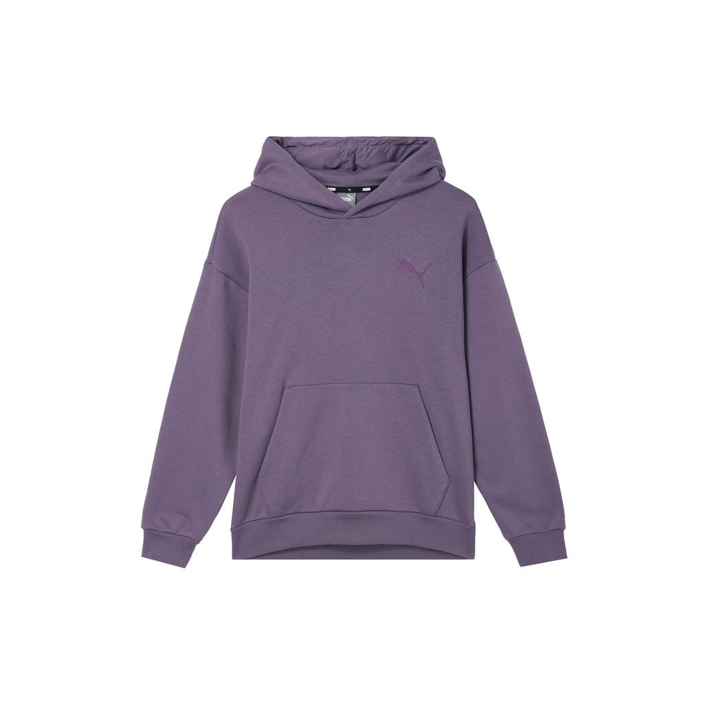 Puma Elevated Hoodie With Embroidered Logo Sports Casual Fleece Hooded Sweatshirt Men hoodies Charcoal Purple 686854-61