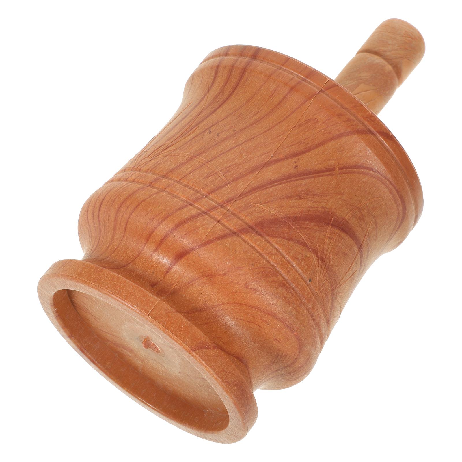 1 набор Ступка и пестик Набор Дерево Зерно Измельчающая чаша Для специй Чеснокодавилка Кухонный инструмент Портативный Перец Чили светло-коричневого