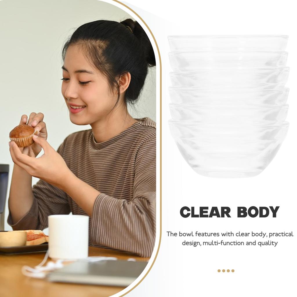 6 Pcs Dessert Cups Bozai Cake Bowl Salad Serving Utensils Pudding Bowls Transparent Glass Stacked Food Containers with Lids