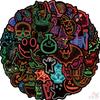 50Pcs/Set Neon Color. KUSO Funny Halloween Scary Horror Stickers DIY Fashion Waterproof Doodle Decals Stickers