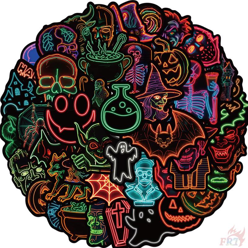 50Pcs/Set Neon Color. KUSO Funny Halloween Scary Horror Stickers DIY Fashion Waterproof Doodle Decals Stickers