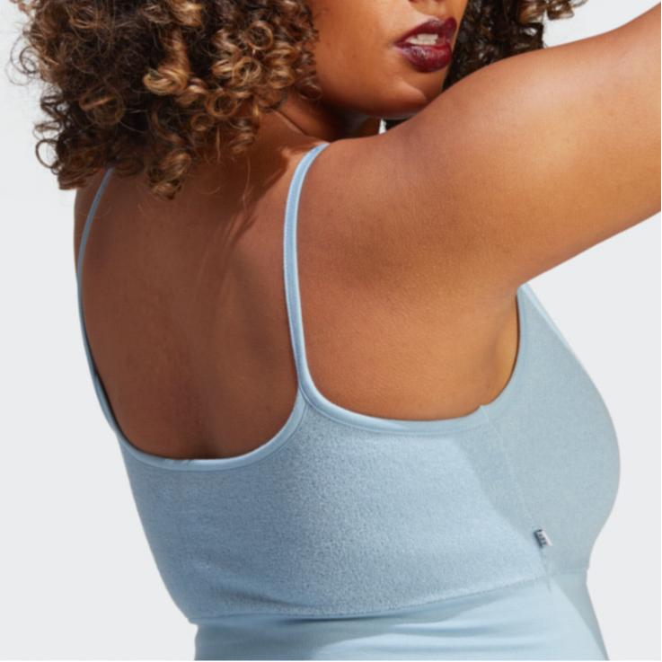 Adidas Originals Trefoil Bra Top Spice Girl Collection Solid Color Logo Letter Print Sports Tank Top Women Tops Sky-Blue IC8525