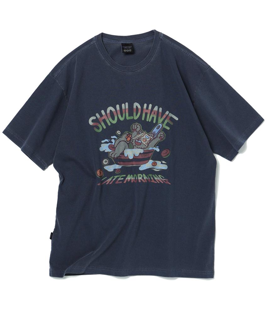 CPGN STUDIO Cereal Teddy Pigment Short Sleeve Tee Dark Blue