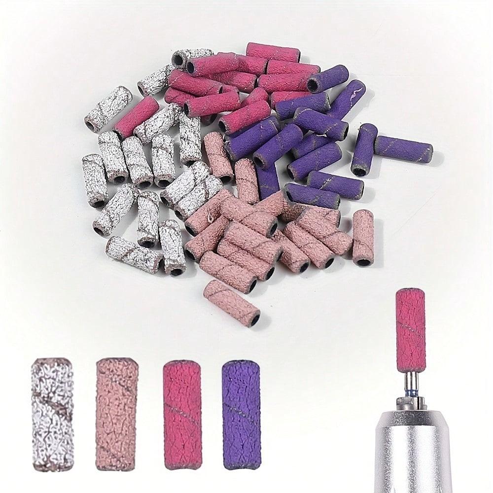 61pcs 4Grits with Mini Mandrel Nail Art 3mm Mini Grinding Sand Ring Bands Set Electric Grinding Machine Nail Grinding Head Manicure Tools Accessories