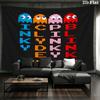 Pac-Man Custom Name Wall Tapestry Aesthetic Wall Hanging Printed Fabric Blanket Decorative Tapestries for Bedroom Living Room Home Decor