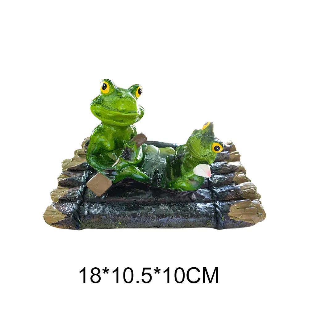 Resin Hanging Frog Figurine Planter Pot Decorations Funny Drinking Frog Statue Flower Pot Edge Animal Ornament Garden Decors