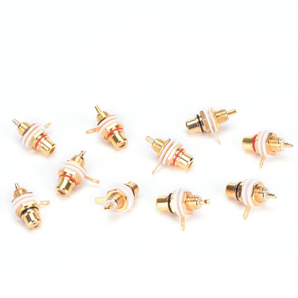 

10PCS RC Female Chassis Panel Mount Jack Socket Connector 24K Gold Plated Hot Sale